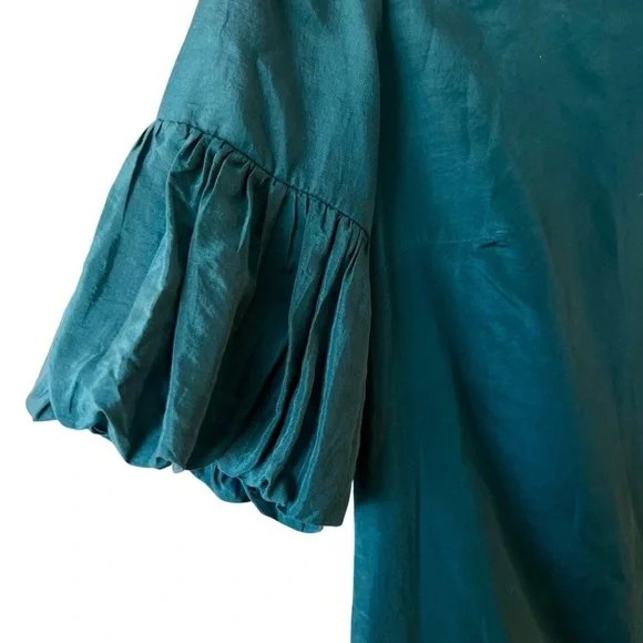 Banana Republic Silk Teal Dress with Striped Hem - Picture 5 of 7